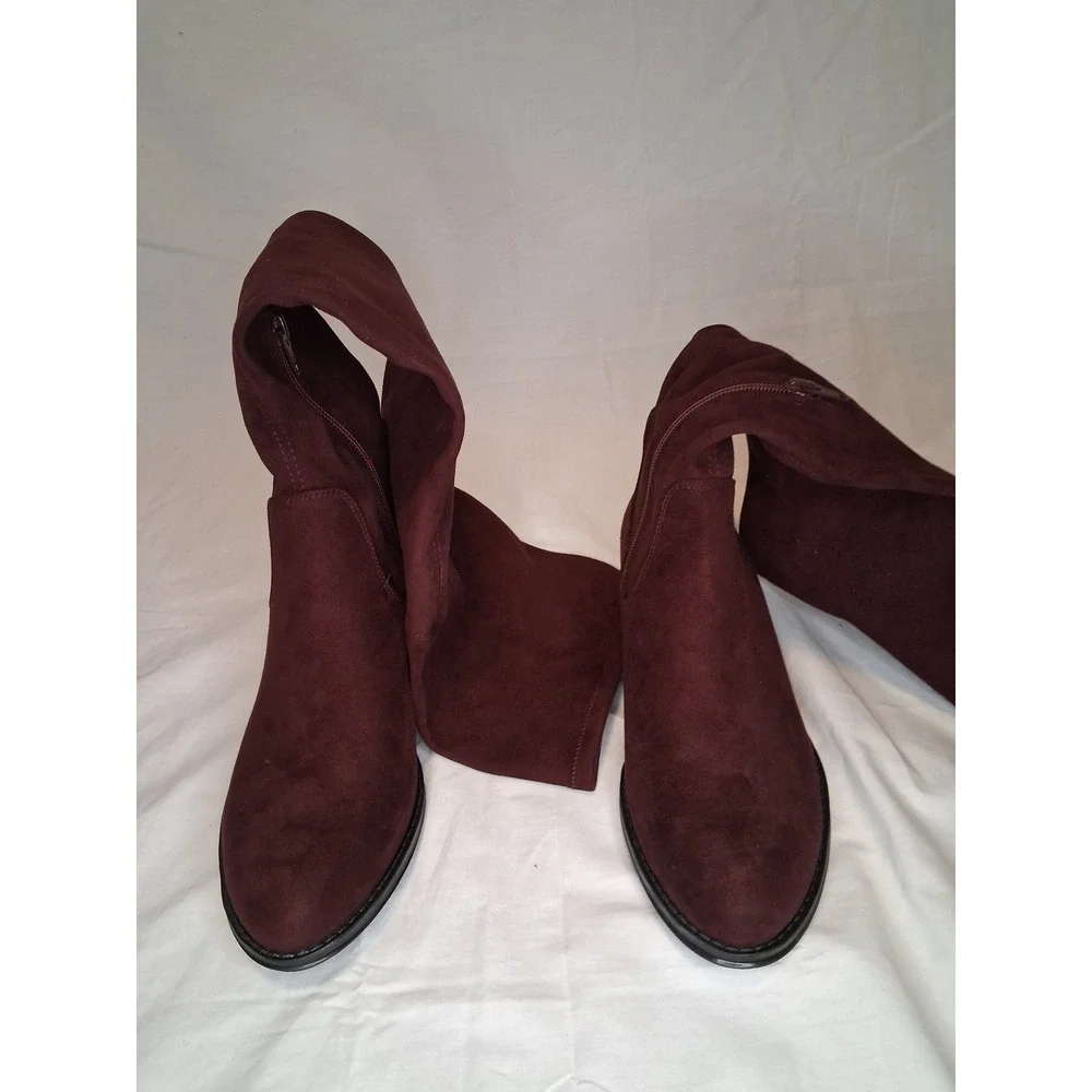 Isaac Mizrahi Live Twain Over the Knee Boots Burgundy Women's Size 9 NEW READ